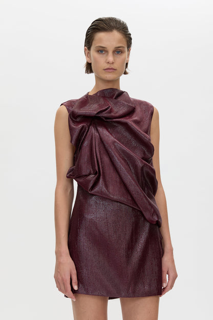 Camilla & Marc | Sana Drape Tailored Mini Dress - Burgundy