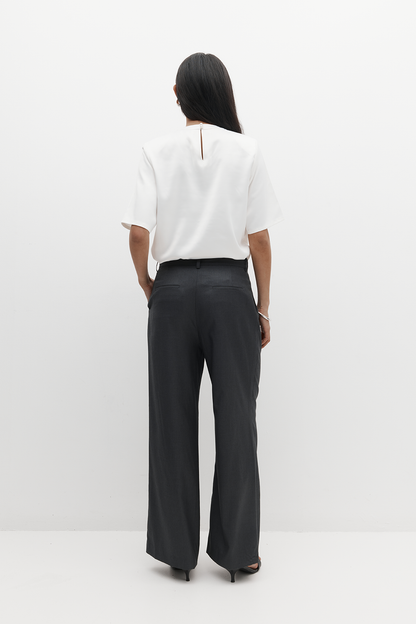 Rebe | Double Pleated Trouser - Charcoal