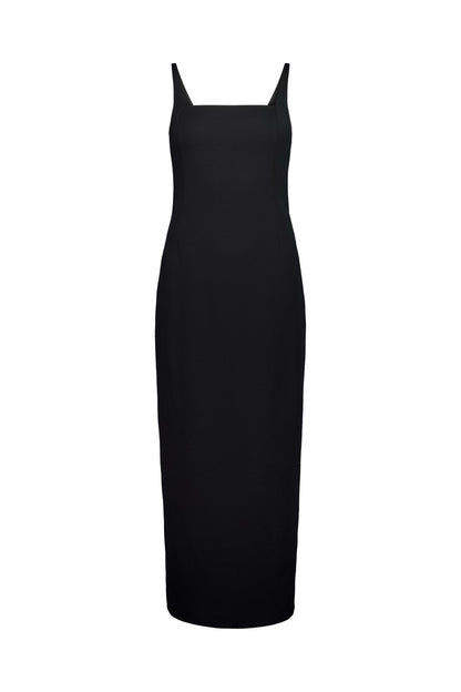 Rebe | Column Cape Dress - Black