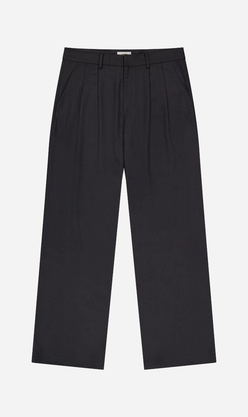 Rebe | Double Pleated Trouser - Charcoal