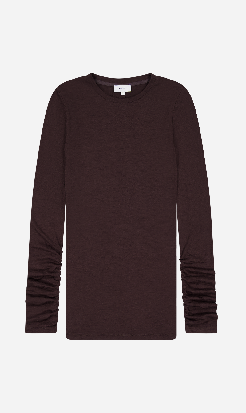 Rebe | Merino Ruched LS Tee - Balsamic