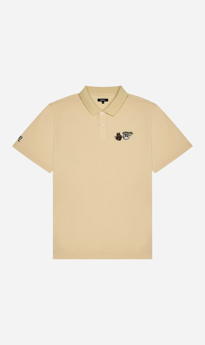 Malbon | Two Man Scram Pique Polo - Light Khaki