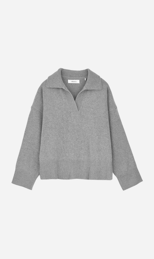 Skall Studio | Dean V-Neck Jumper - Grey Melange