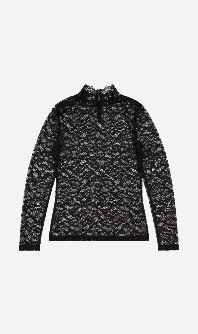 Rebe | Lace Turtle Neck - Black