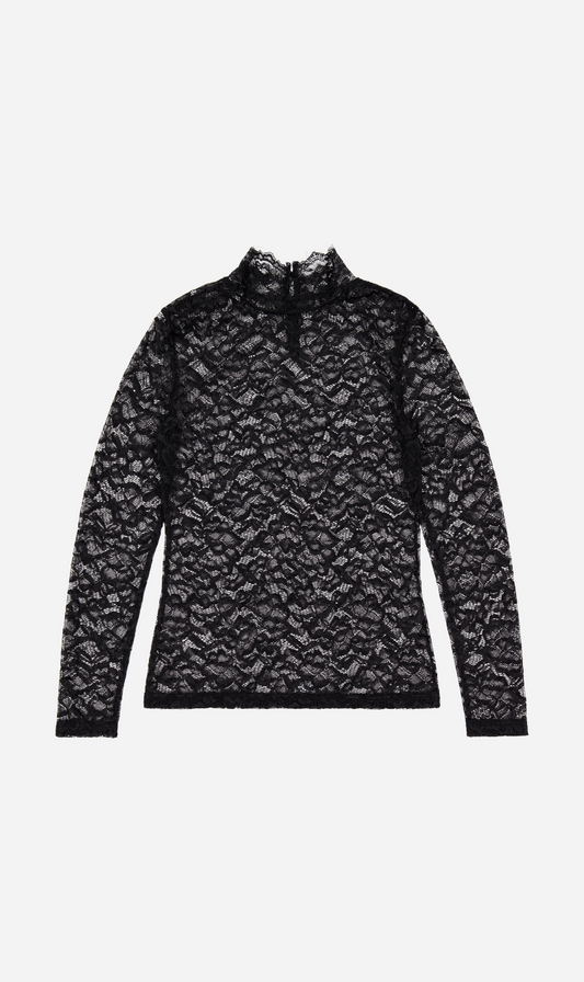 Rebe | Lace Turtle Neck - Black