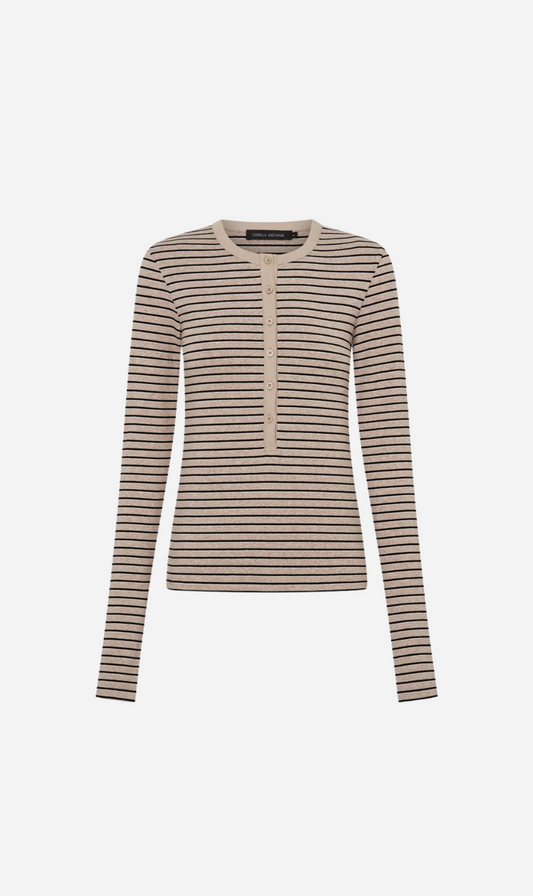 Camilla and Marc | Cassian Button Down Stripe Top - Oatmeal