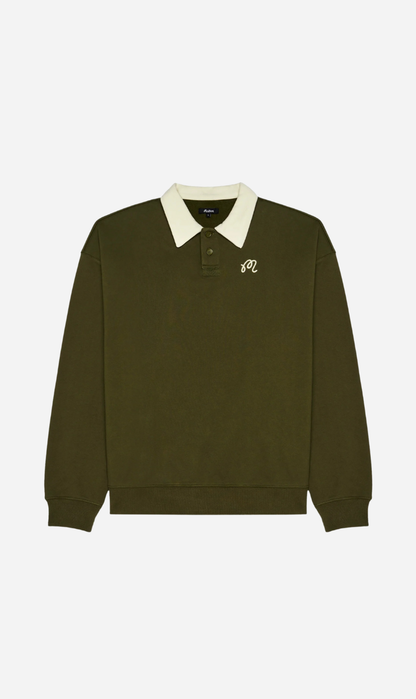 Malbon | Artigianale Collared Crewneck - Cypress Green