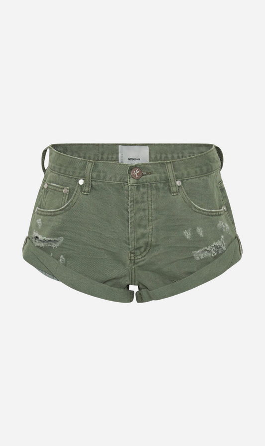 One Teaspoon | Bandit Low Waist Denim Short - Super Khaki