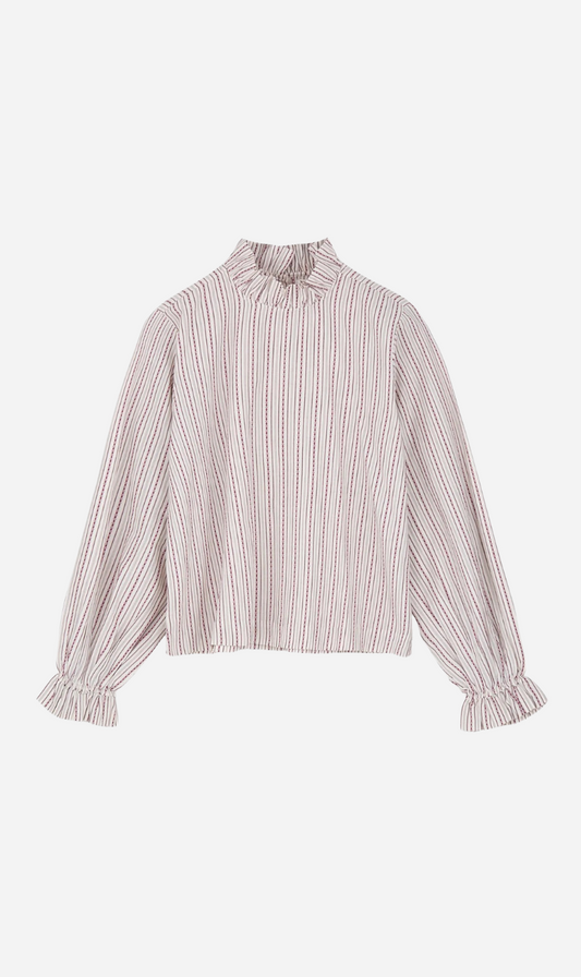 Skall Studio | Cornflower Blouse - Raspberry/Cream stripe