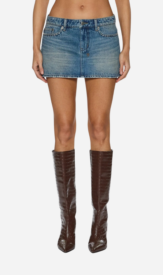 Ksubi | Micro Mini Skirt - Texas Blue Studded