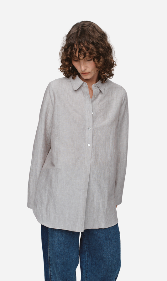 Marle | Tab Shirt - Chocolate Stripe