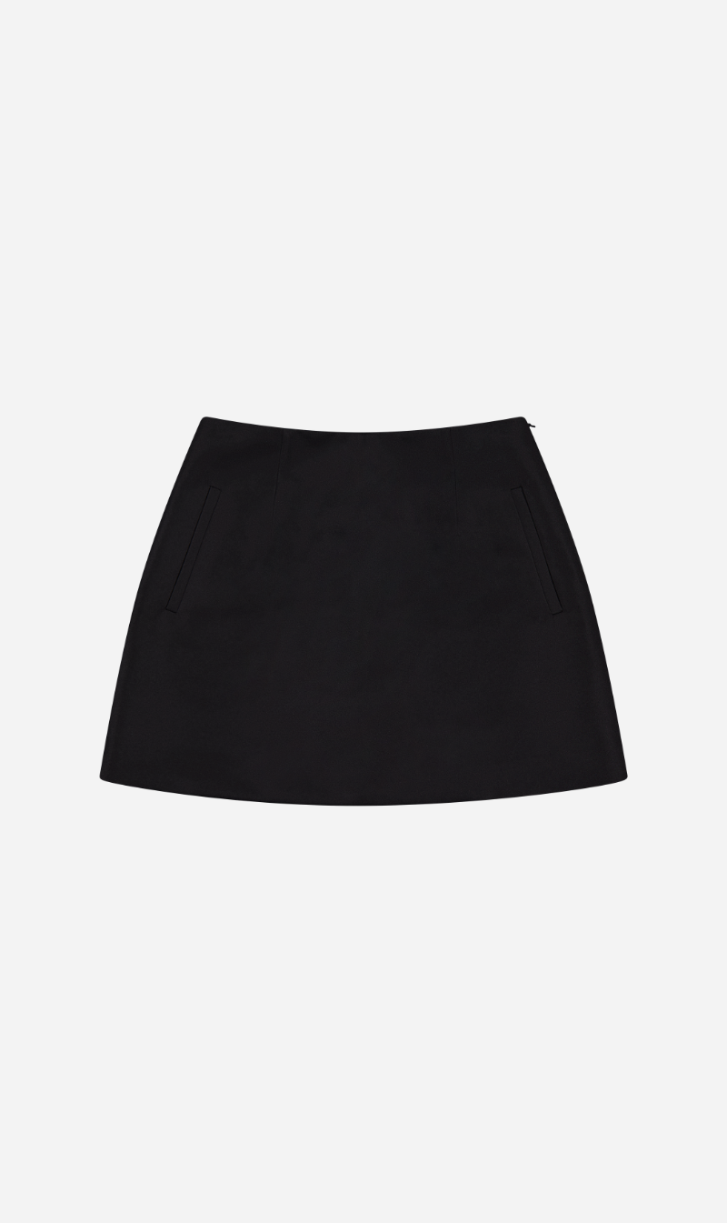 Rebe | Satin Mini Skirt - Black