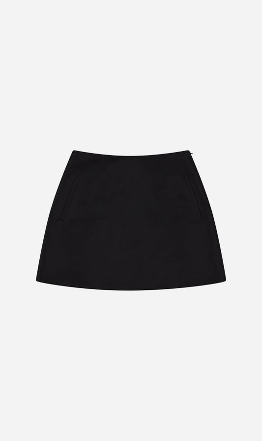 Rebe | Satin Mini Skirt - Black