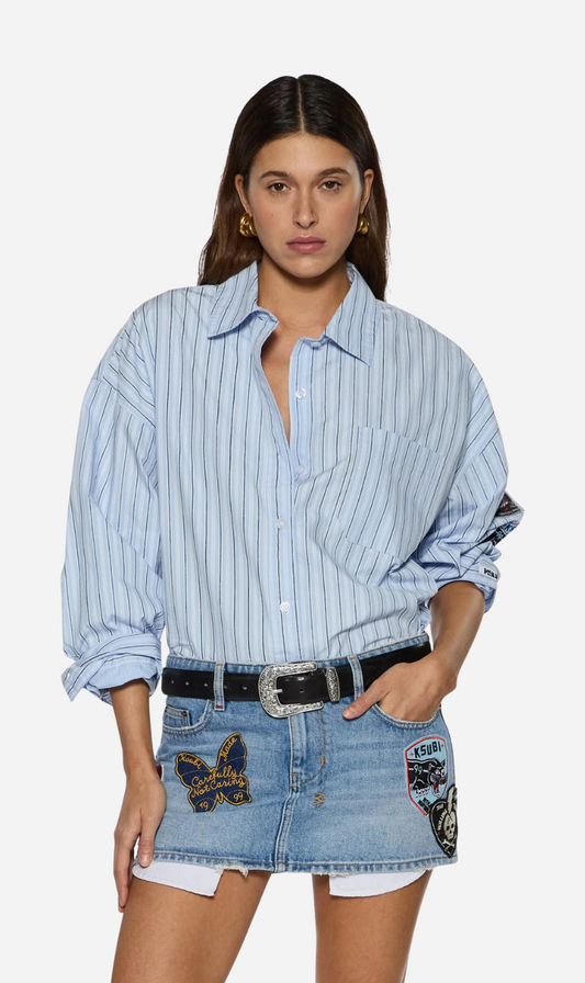 Ksubi | Astra Ls Shirt - Blue Stripe Badge