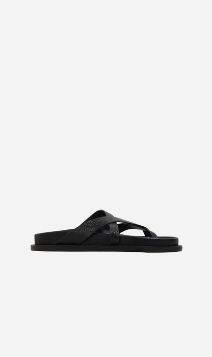 A.Emery | The Claude Sandal - Black Embossed Lizard