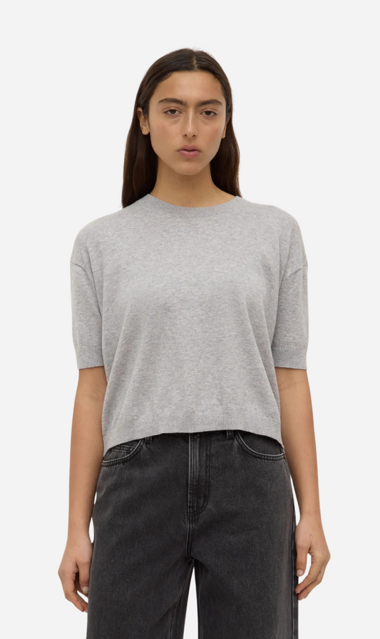 Assembly Label | Vanya Cotton Cashmere Knit Tee - Grey Marle