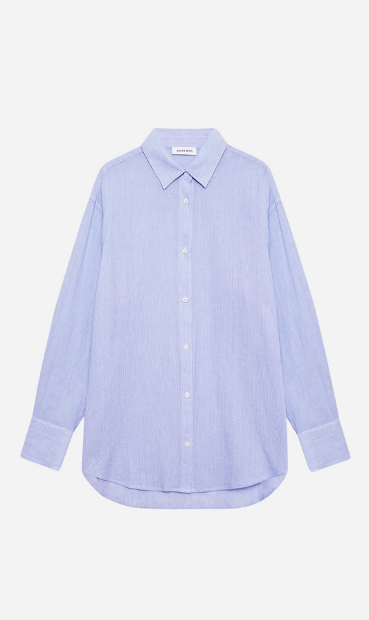 Anine Bing | Plaza Shirt - Blue & White Mini Stripe