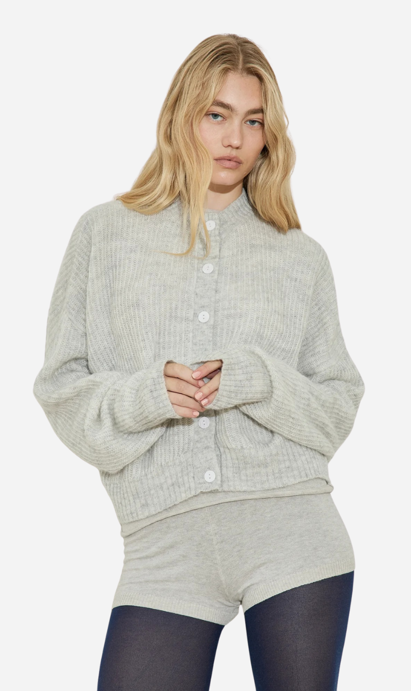 Maison Essentiele | Oversized Crew Neck Cardigan - Silver