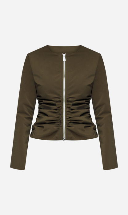 Wynn Hamlyn | Zipper Long Sleeve Top - Khaki
