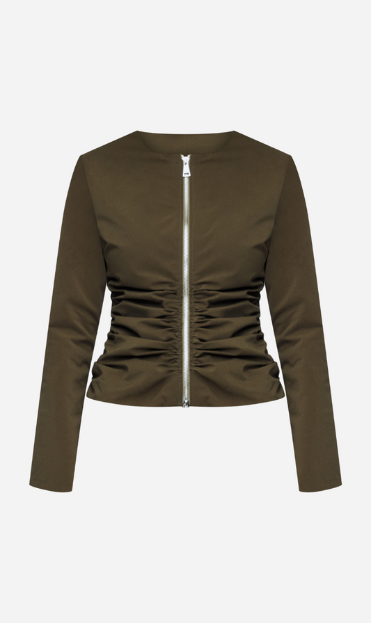 Wynn Hamlyn | Zipper Long Sleeve Top - Khaki