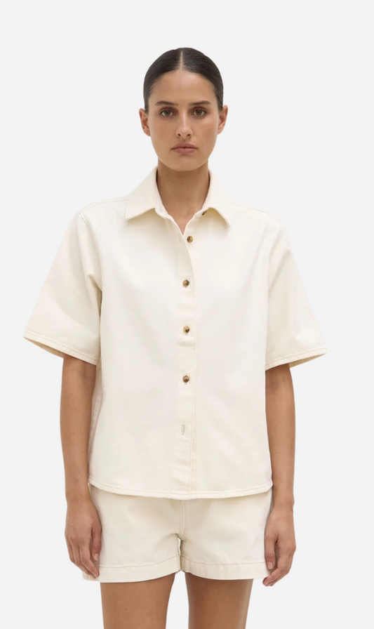 Assembly Label | Boxy Denim Short Sleeve Shirt - Ecru