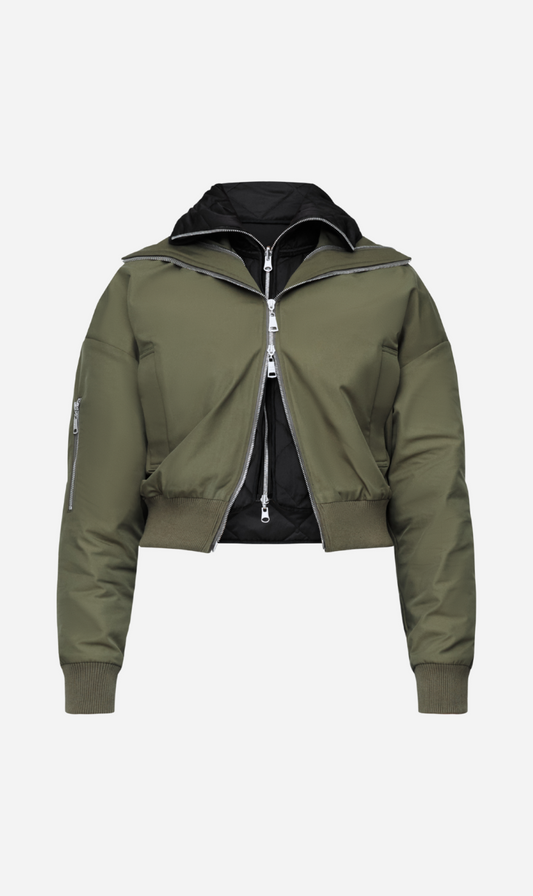 Wynn Hamlyn | Quilted Bomber Jacket - Khaki