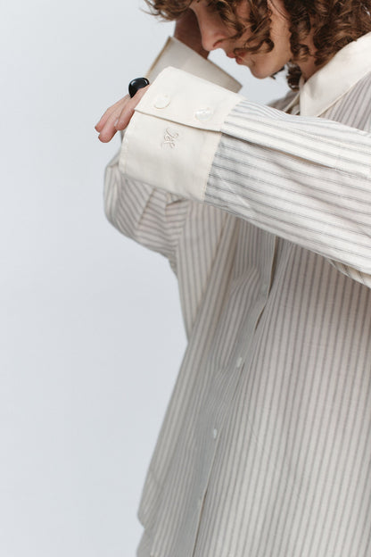 Marle | Edie Shirt - Grey Stripe