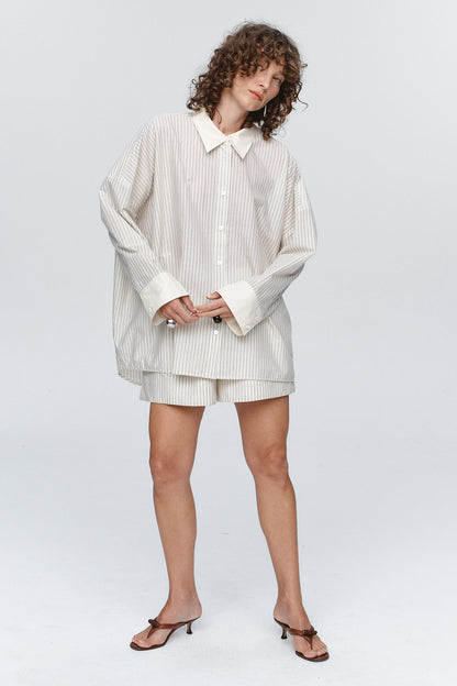 Marle | Edie Shirt - Grey Stripe
