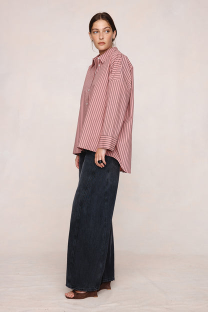 Marle | Edie Shirt - Rosewood Stripe