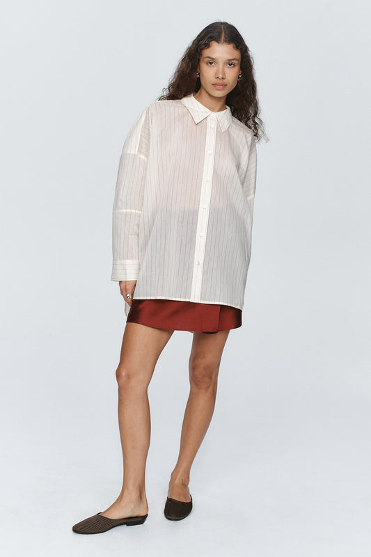 Marle | Edie Shirt - Ivory/Sangria Stripe