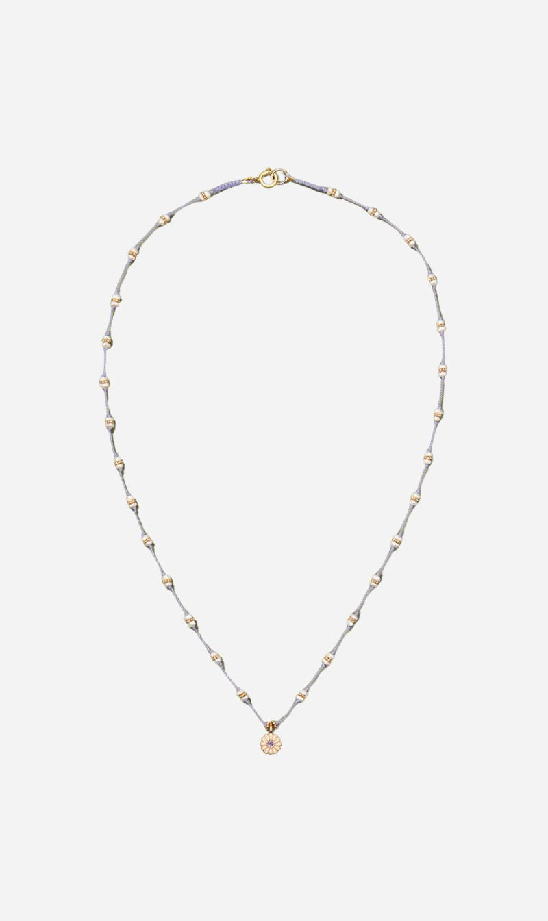 Tityaravy | Mala Sai Beads Necklace - Lilac / Pearl / White Enamel / Amethyst