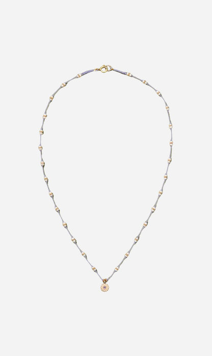 Tityaravy | Mala Sai Beads Necklace - Lilac / Pearl / White Enamel / Amethyst