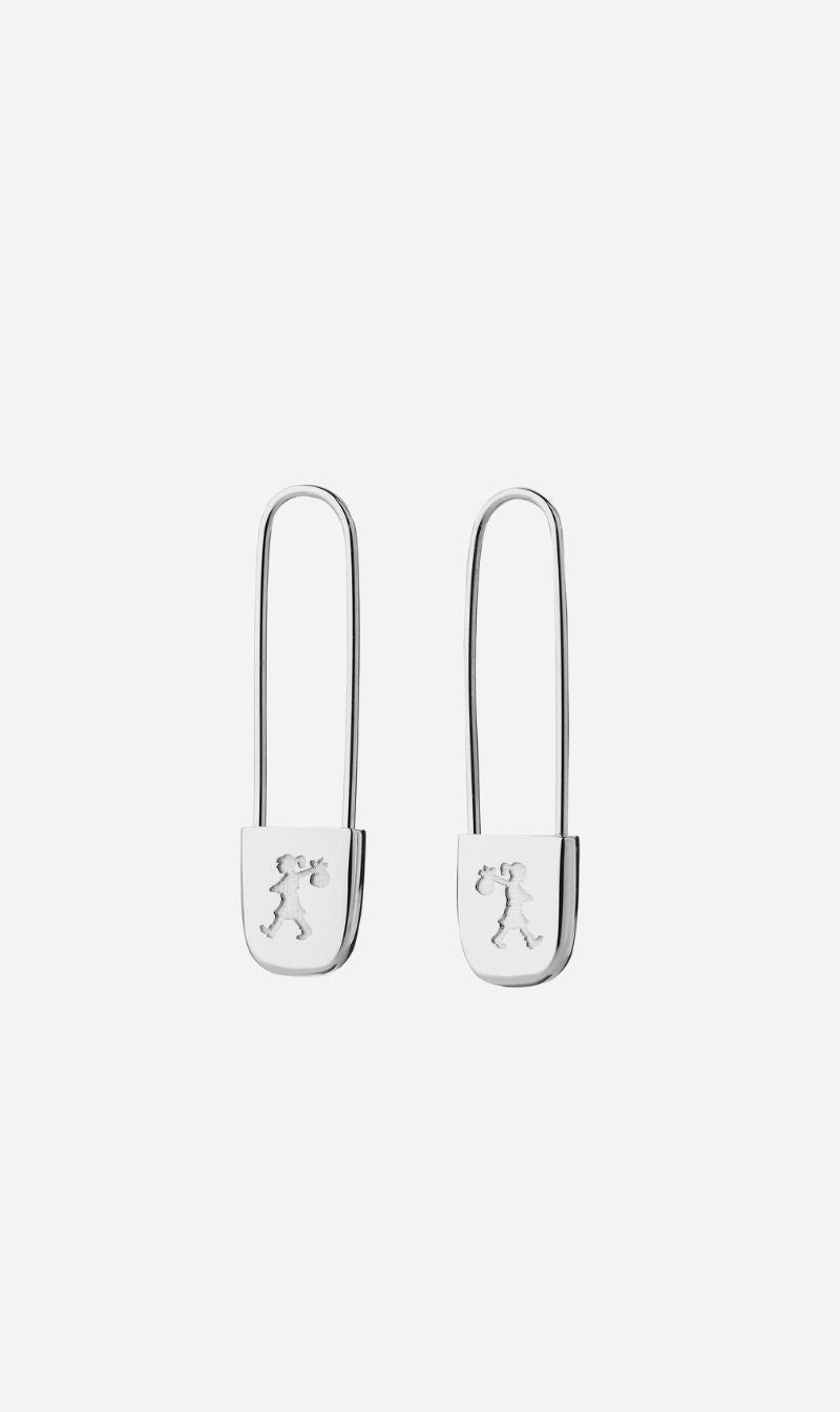 Karen Walker | Runaway Safety Pin Earrings - Silver