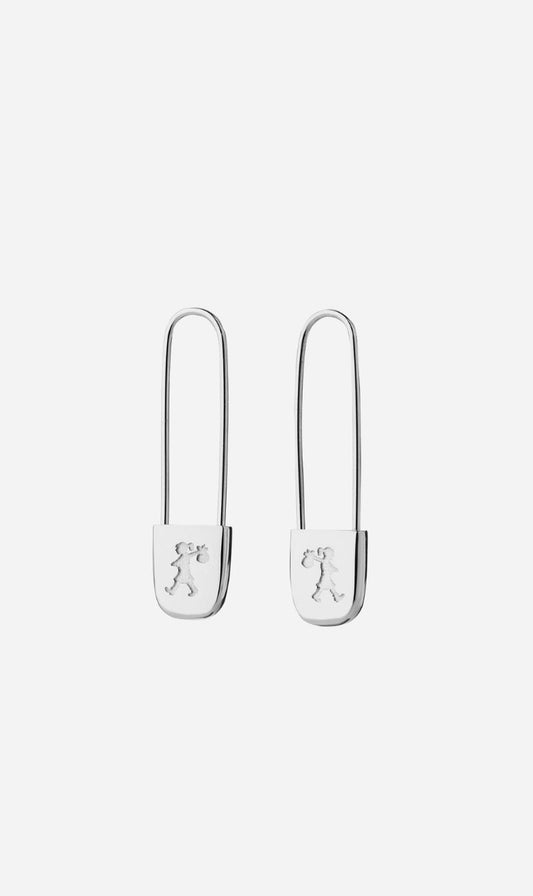 Karen Walker | Runaway Safety Pin Earrings - Silver
