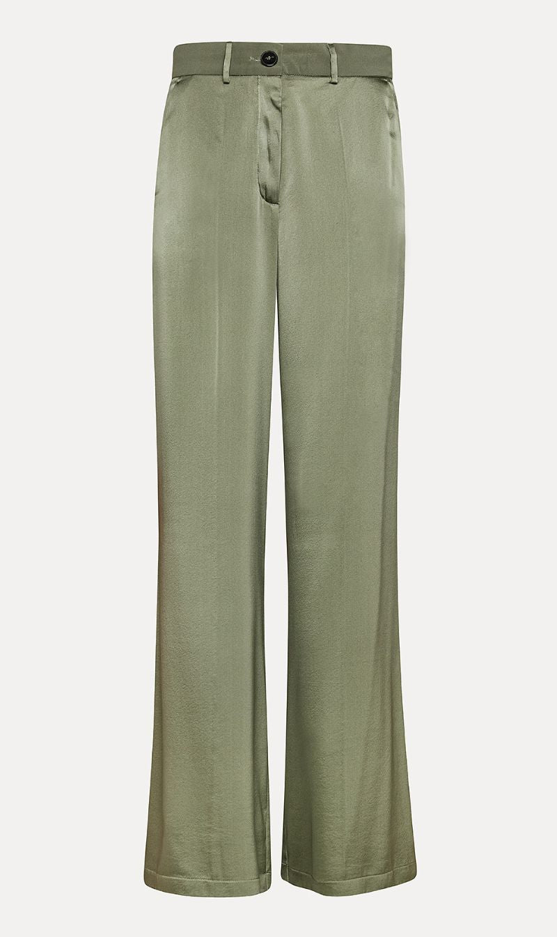 Forte Forte | Stretch Heavy Satin Silk Sartorial Pants - Olive