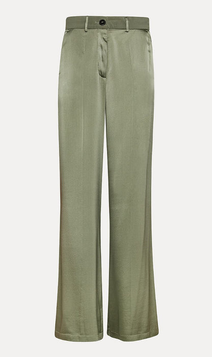 Forte Forte | Stretch Heavy Satin Silk Sartorial Pants - Olive