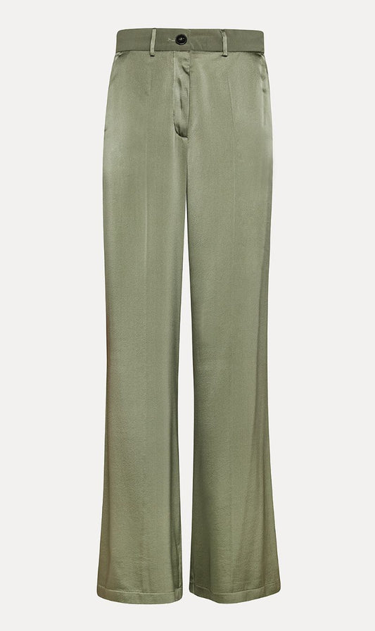 Forte Forte | Stretch Heavy Satin Silk Sartorial Pants - Olive