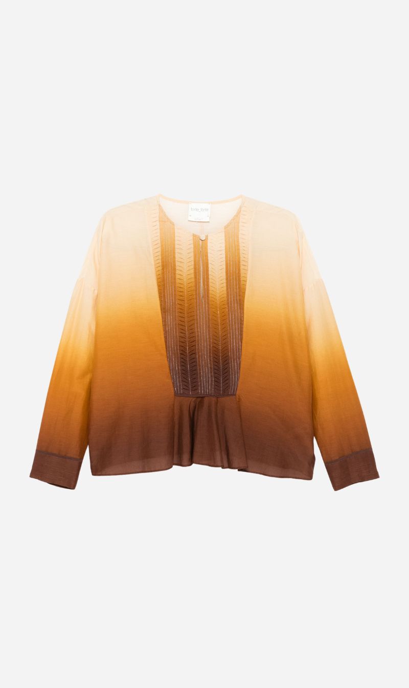 Forte Forte | Dégradé Voile Shirt With An Origami Georgette Front Panel - Saffron