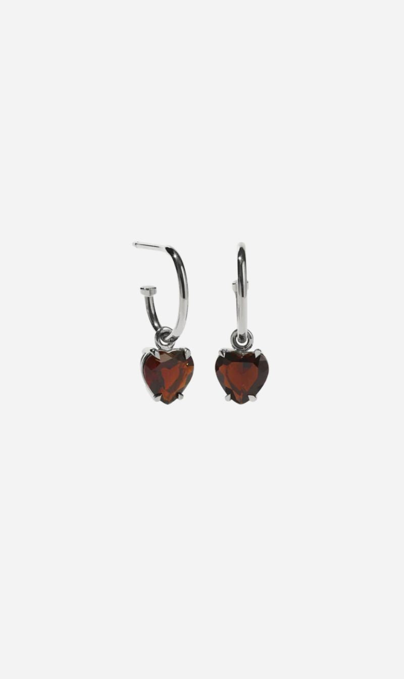 Meadowlark | Heart Jewel Signature Hoops Thai Garnet - Sterling Silver