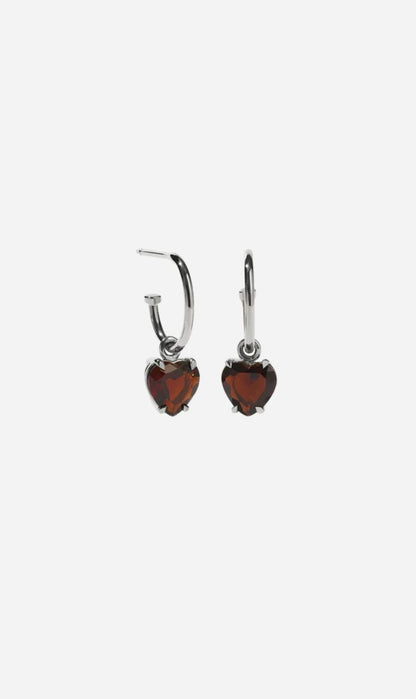 Meadowlark | Heart Jewel Signature Hoops Thai Garnet - Sterling Silver