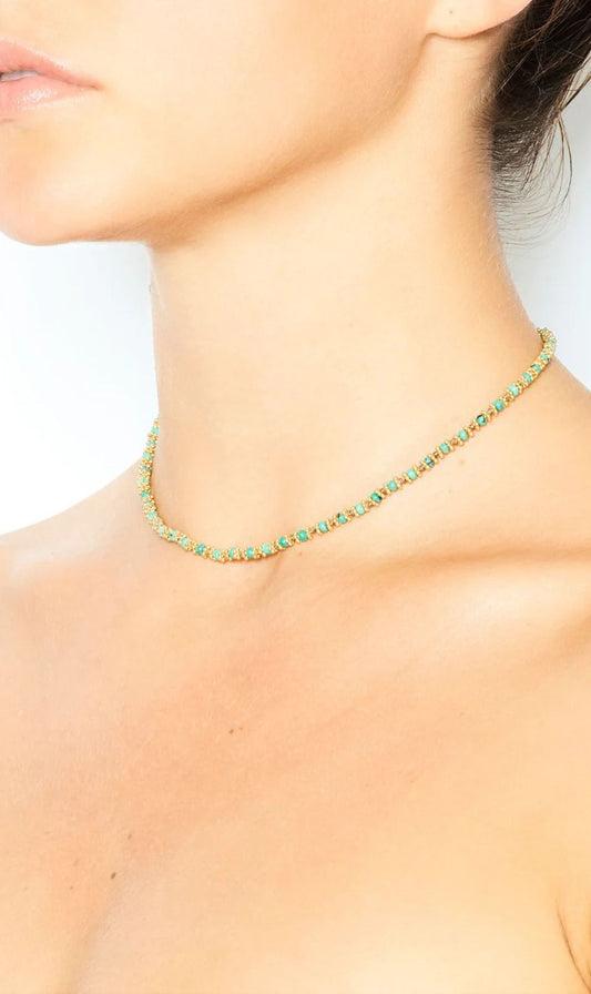 Tityaravy | Kamala Necklace - Beige/Turquoise