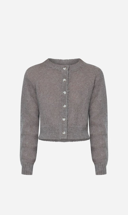 Wynn Hamlyn | Fluffy Mohair Cardigan - Mushroom