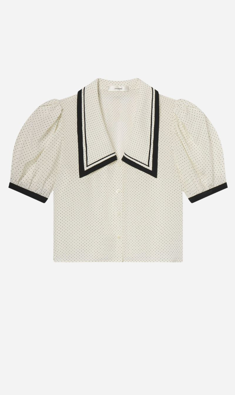 Frame Denim | The Polka Dot Sailor Blouse - Cream