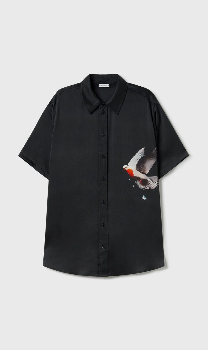 Silk Laundry | Short Sleeve Boyfriend Shirt - Bleeding Dove