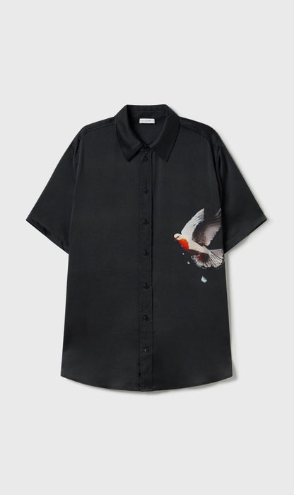 Silk Laundry | Short Sleeve Boyfriend Shirt - Bleeding Dove