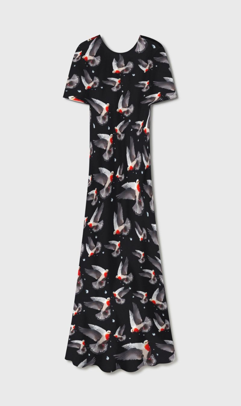 Silk Laundry | Short Sleeve Bias Dress - Bleeding Dove