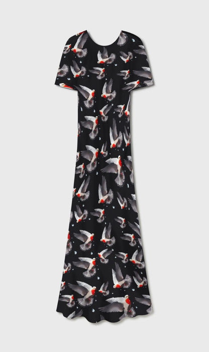 Silk Laundry | Short Sleeve Bias Dress - Bleeding Dove