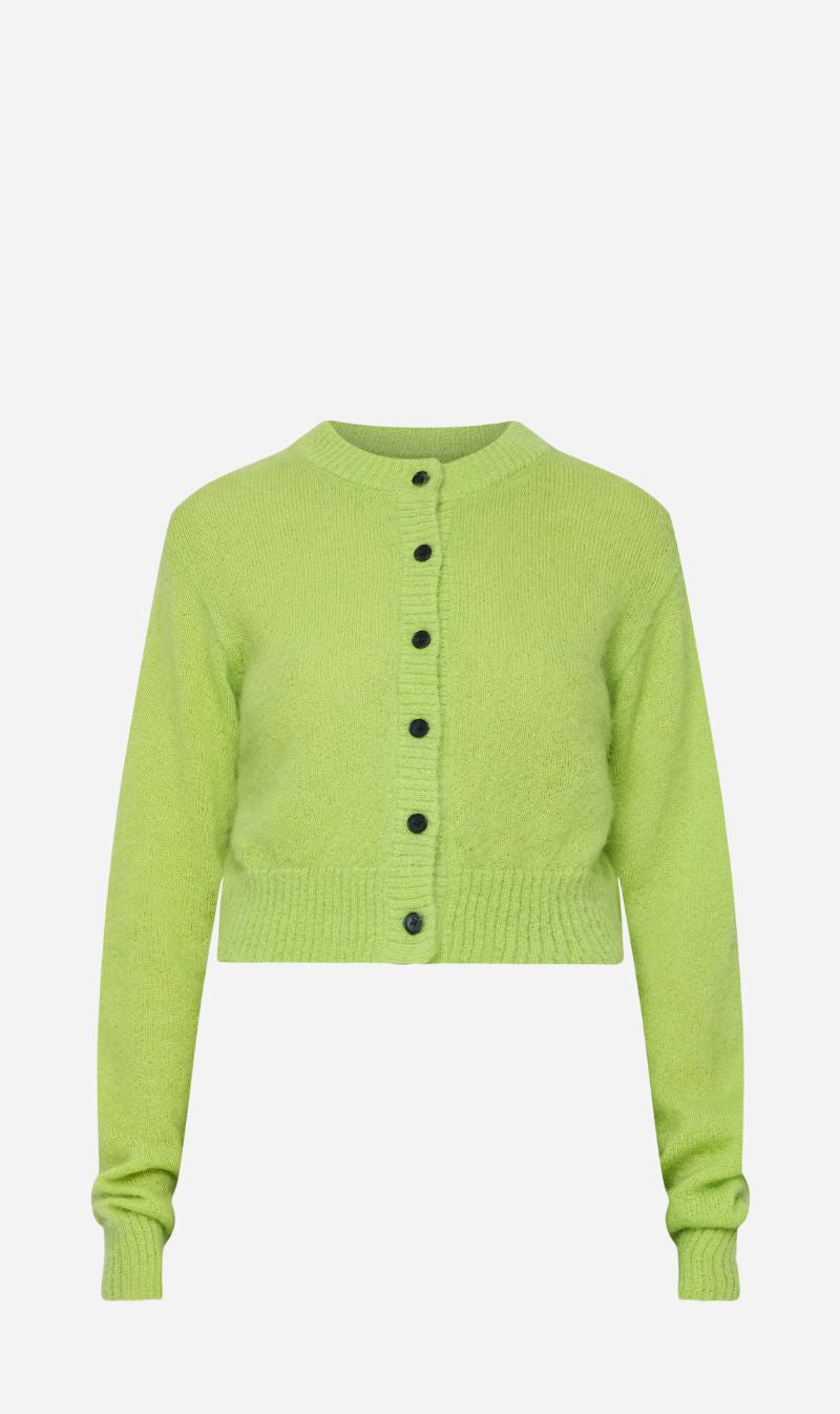 Wynn Hamlyn | Fluffy Mohair Cardigan - Acid Green