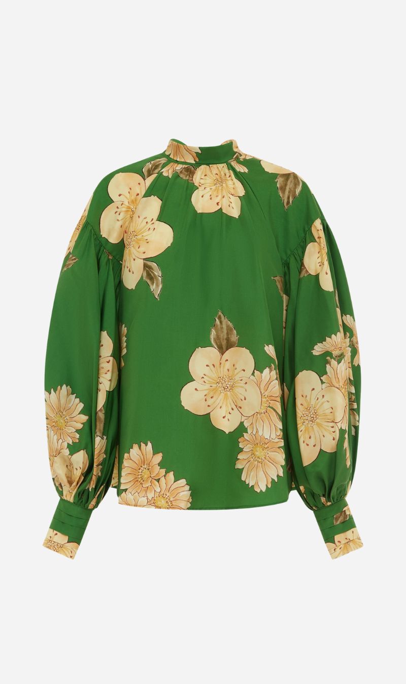 Alemais | Sage Silk Blouse