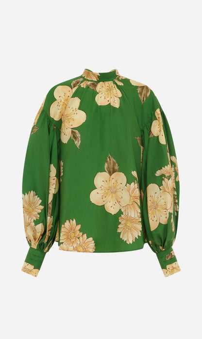 Alemais | Sage Silk Blouse